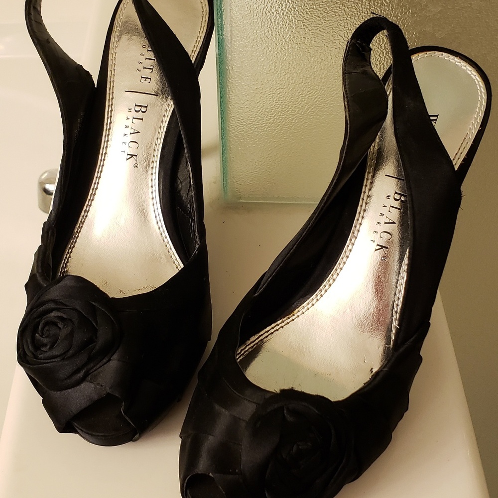 White House Black Market Satin Bonita heels
